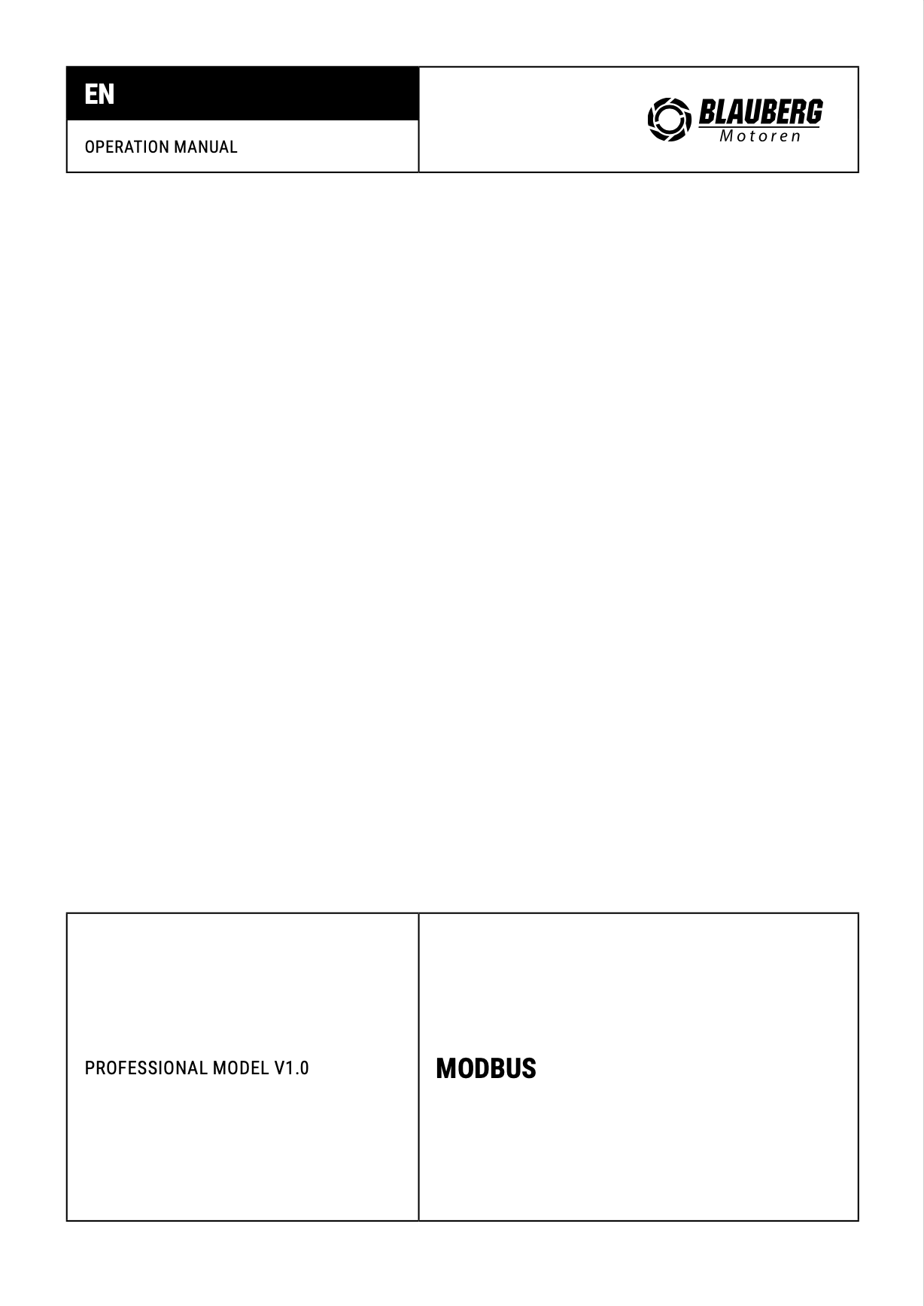 Modbus Operating Manual